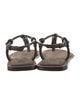 Brunello Cucinelli Leather Beaded Accents T-Strap Sandals