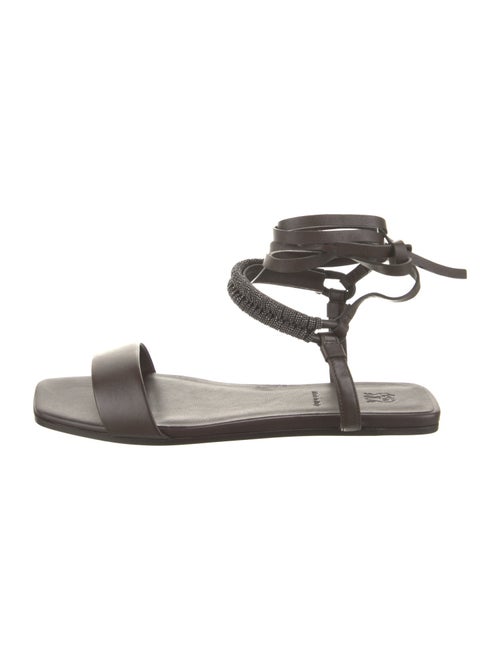 Brunello Cucinelli Leather Beaded Accents Gladiator Sandals