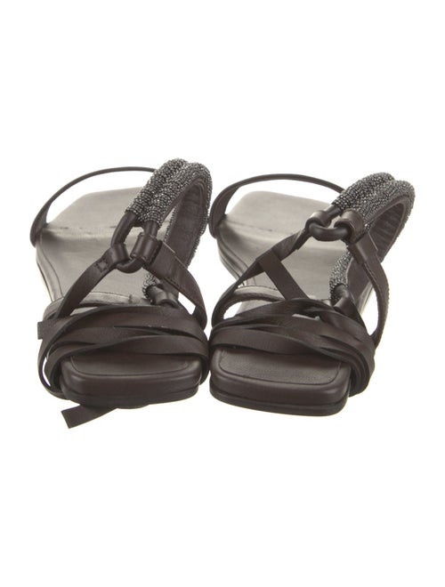 Brunello Cucinelli Leather Beaded Accents Gladiator Sandals