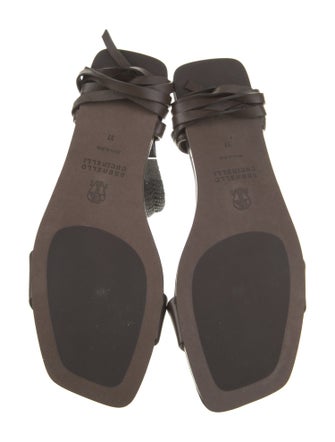 Brunello Cucinelli Leather Beaded Accents Gladiator Sandals
