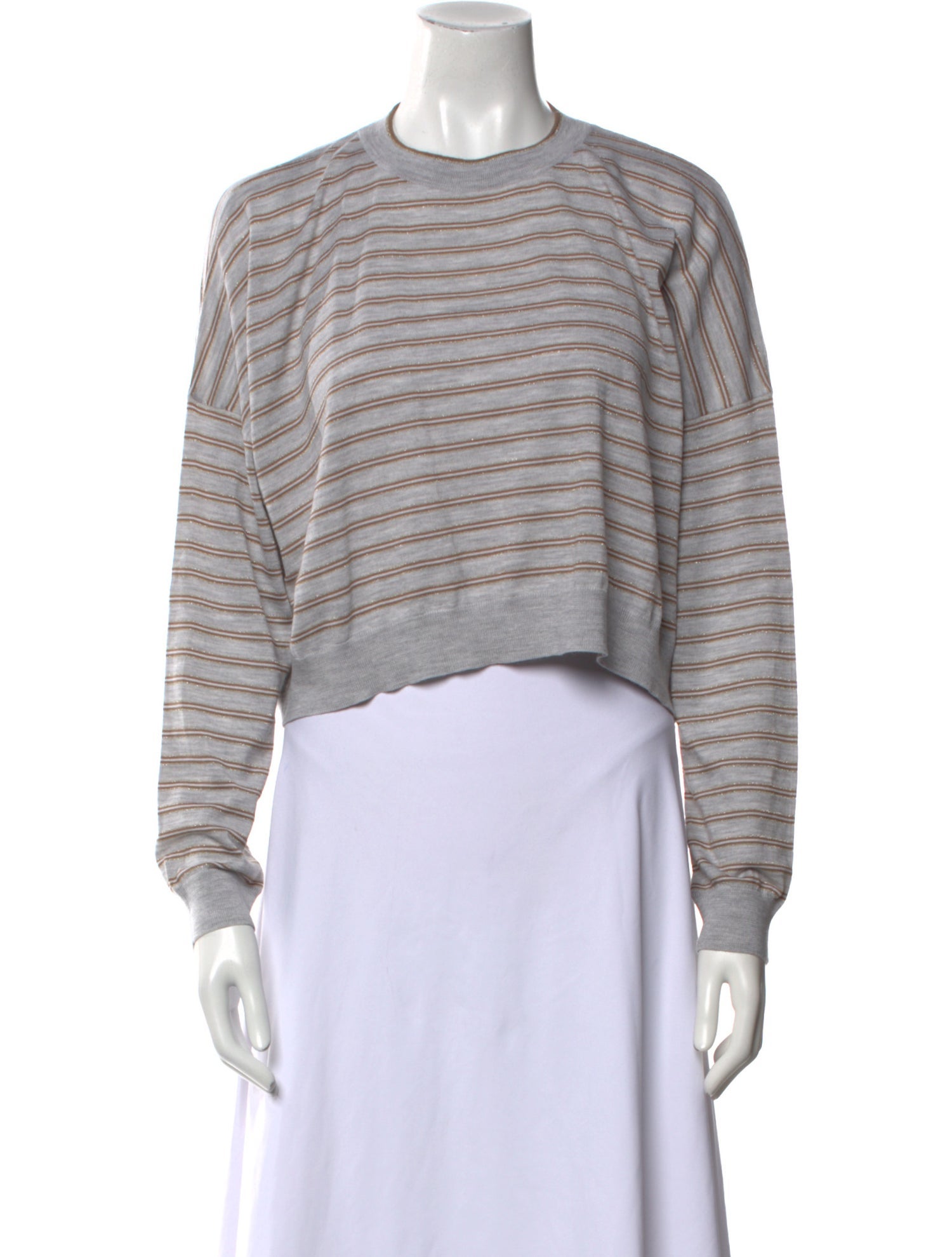 Brunello Cucinelli Virgin Wool Striped Crop Top