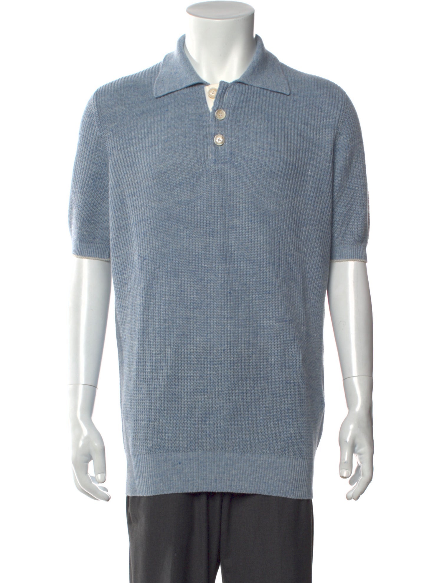 Brunello Cucinelli Linen Crew Neck Polo Shirt