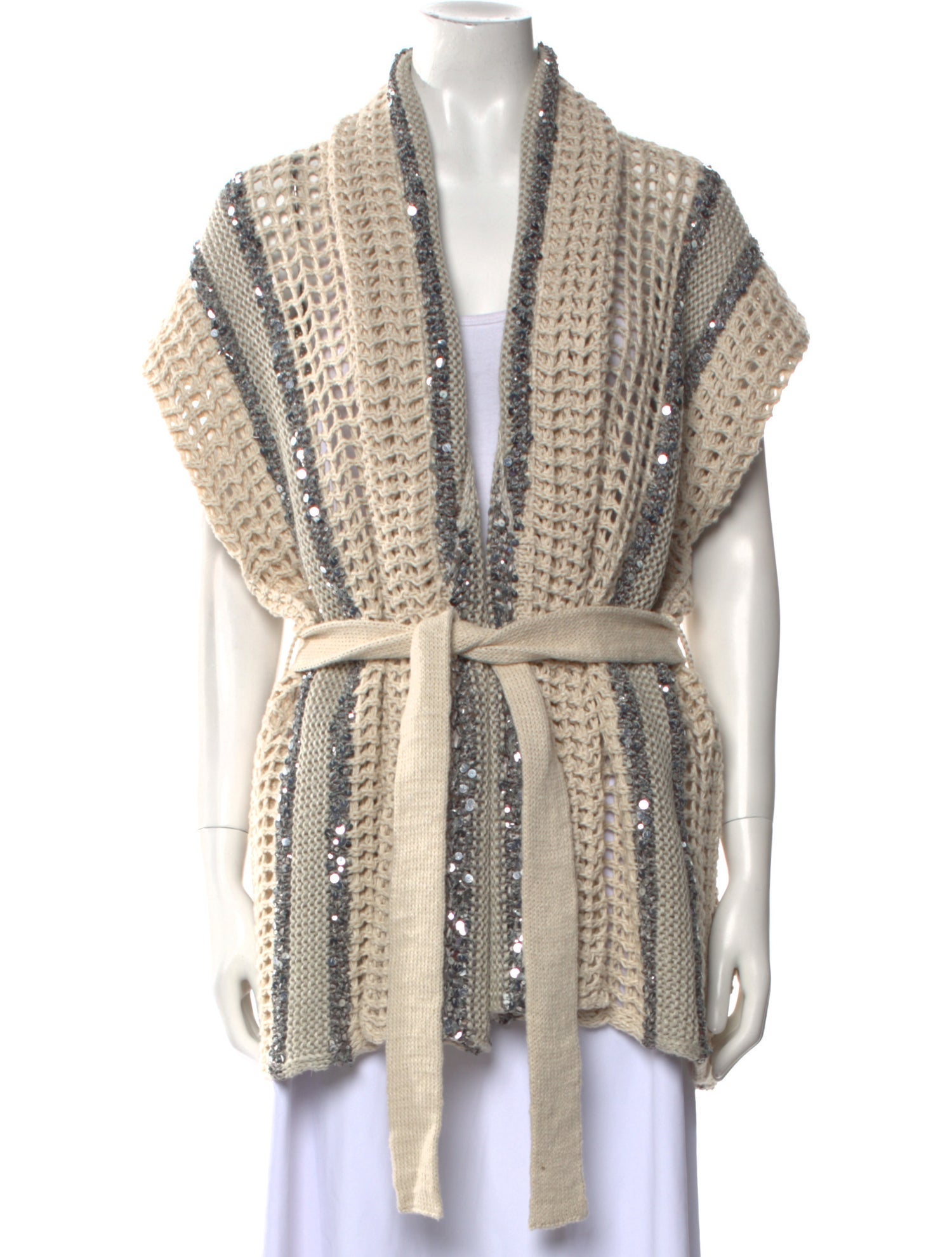 Brunello Cucinelli Striped V-Neck Sweater