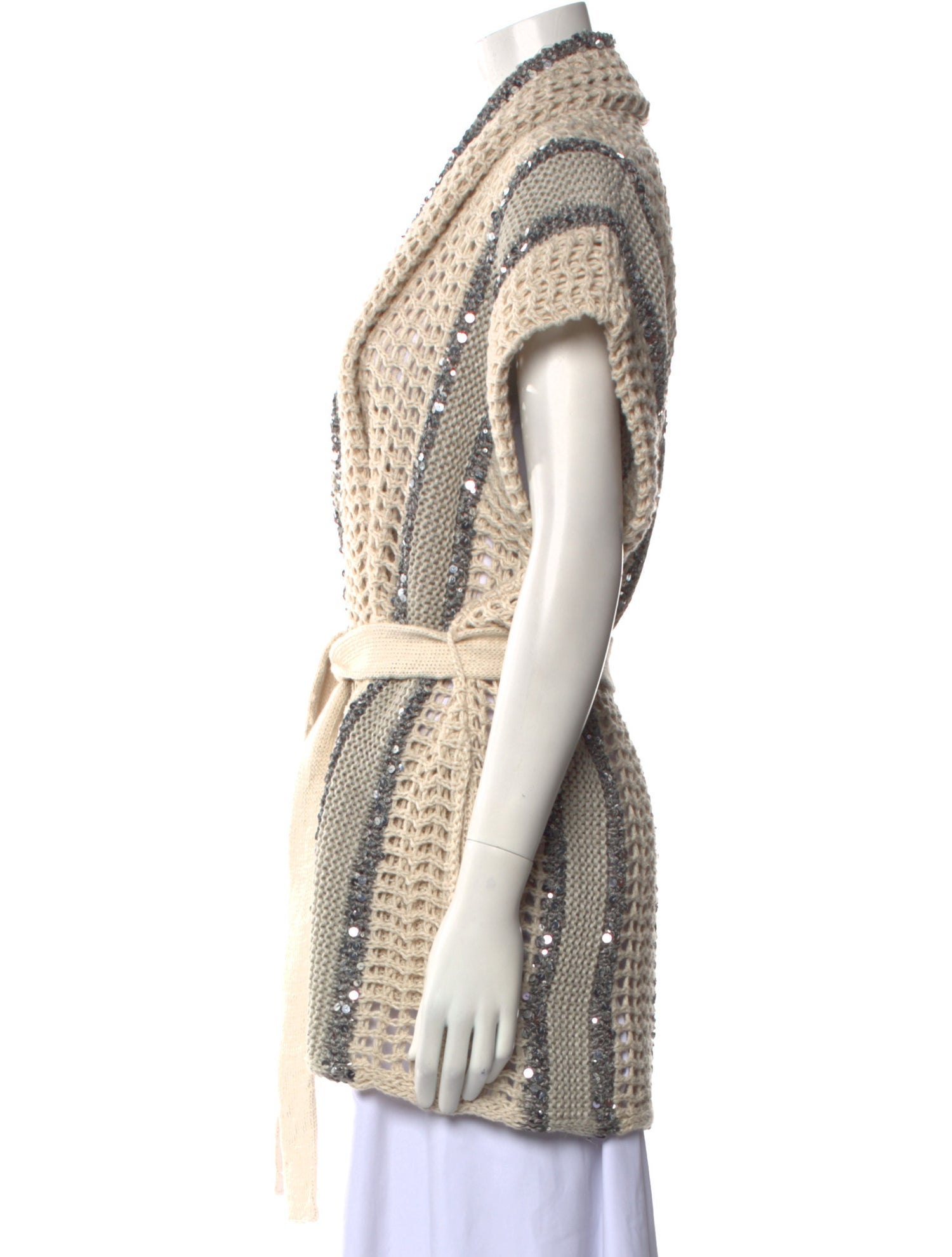 Brunello Cucinelli Striped V-Neck Sweater