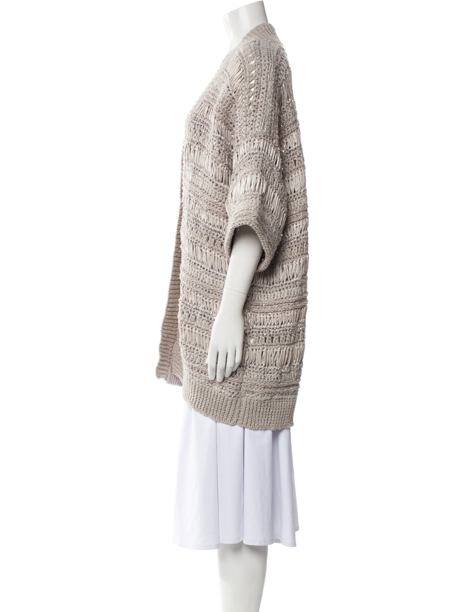 Brunello Cucinelli Striped Open Front Sweater