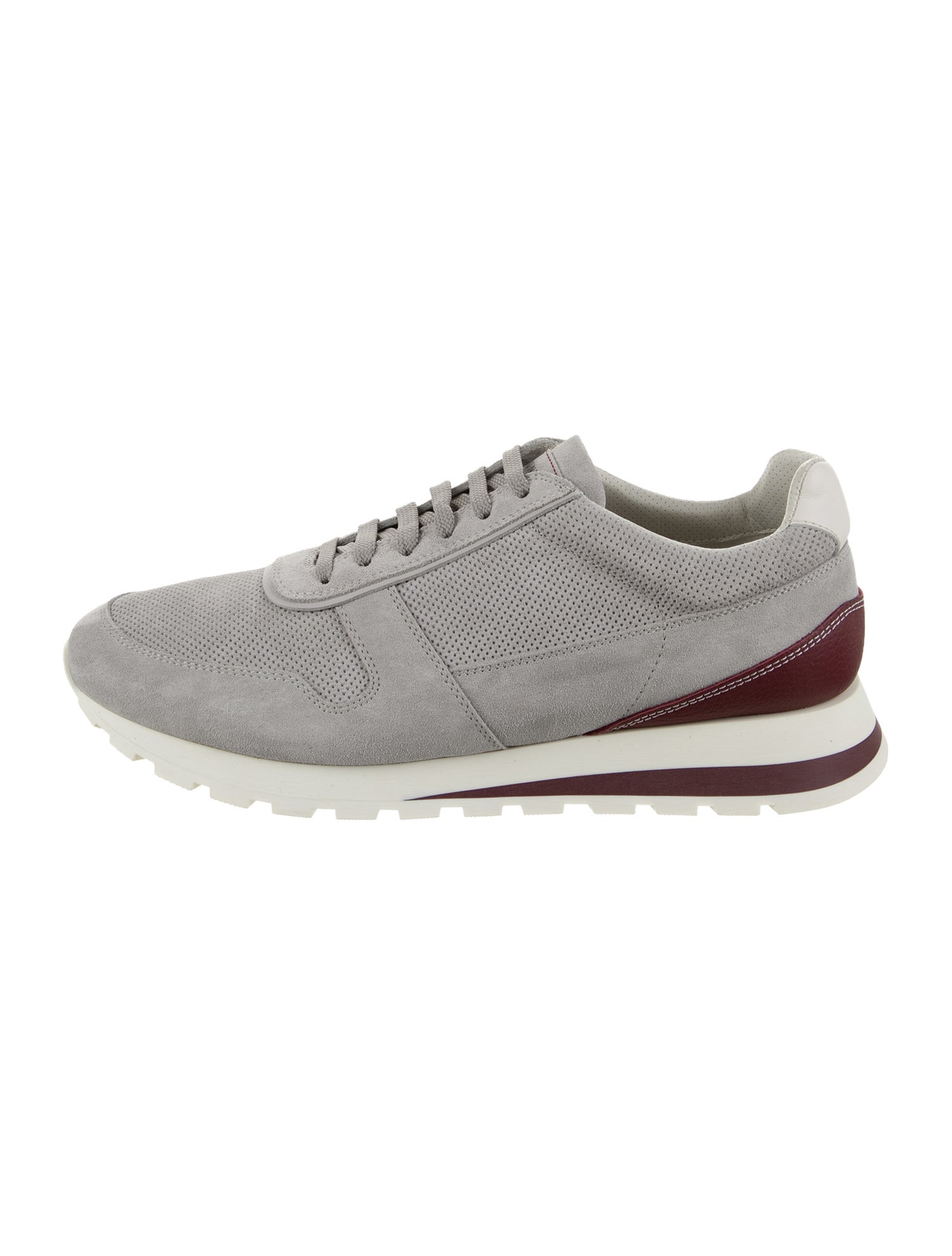 Brunello Cucinelli Suede Colorblock Pattern Athletic Sneakers