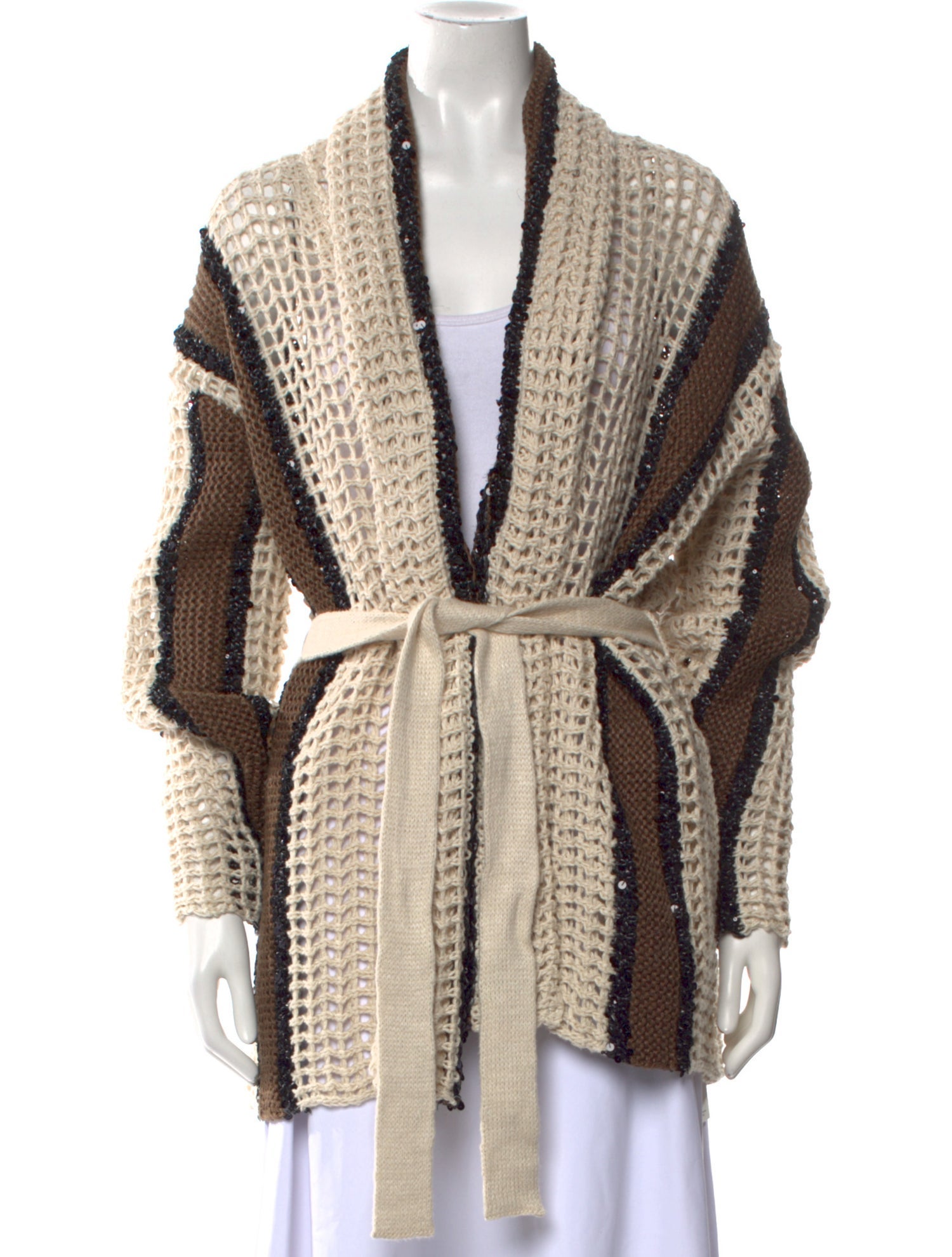 Brunello Cucinelli Striped V-Neck Sweater