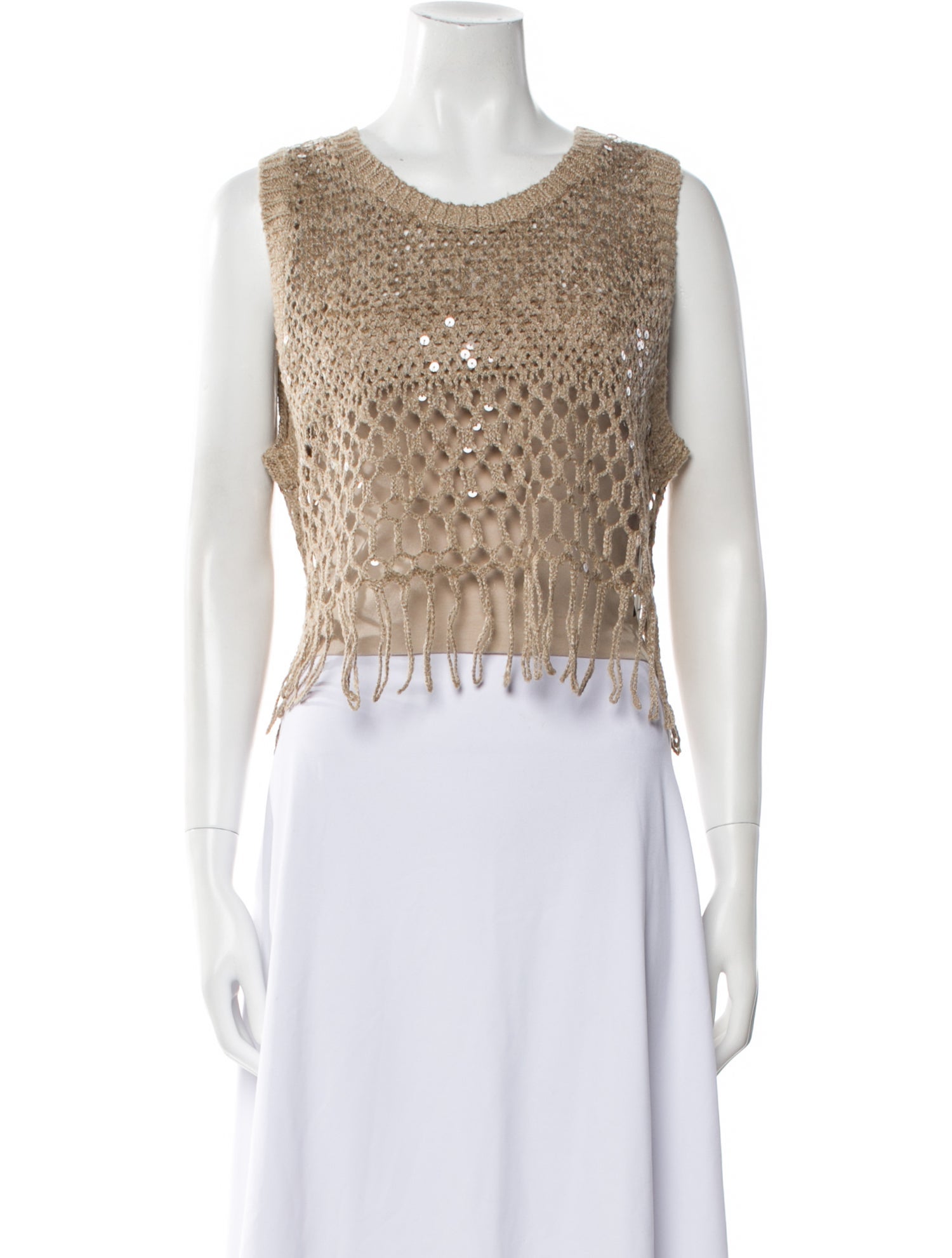 Brunello Cucinelli Scoop Neck Sleeveless Crop Top