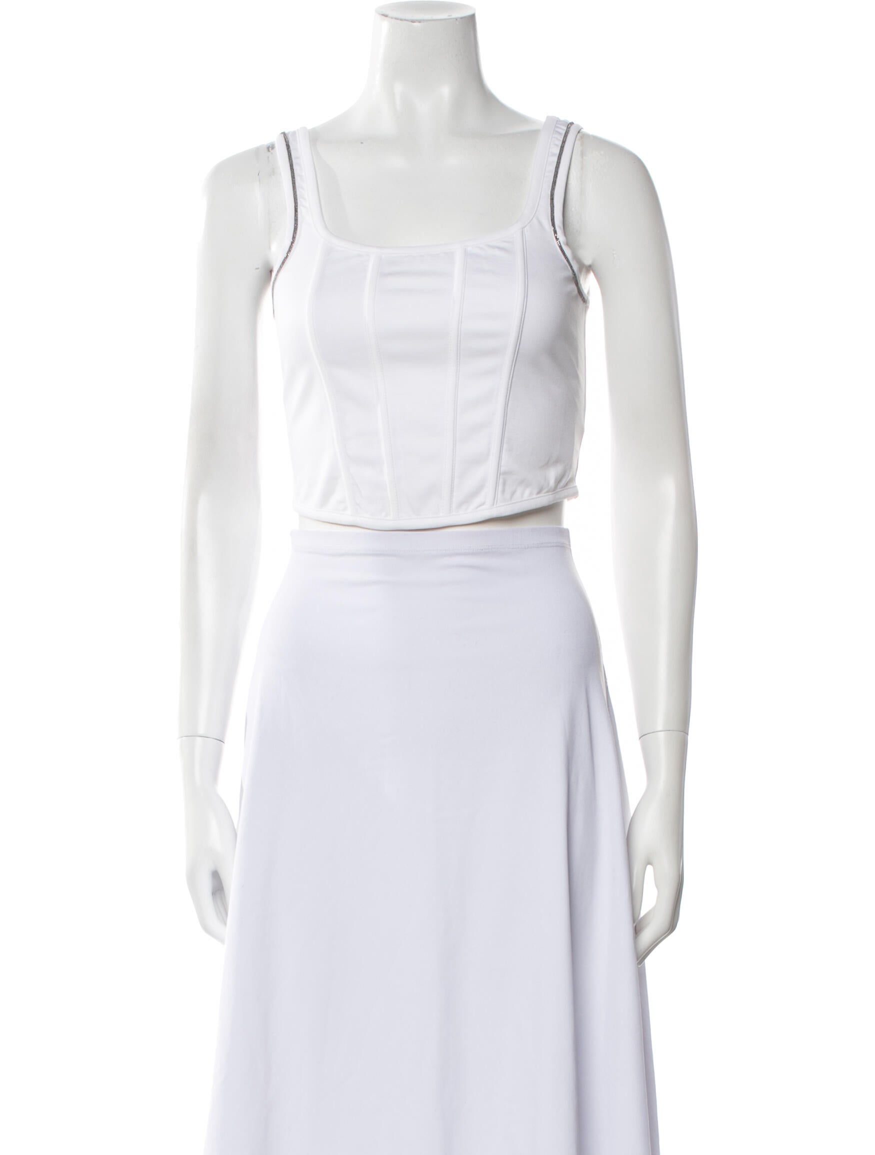Brunello Cucinelli Square Neckline Sleeveless Crop Top