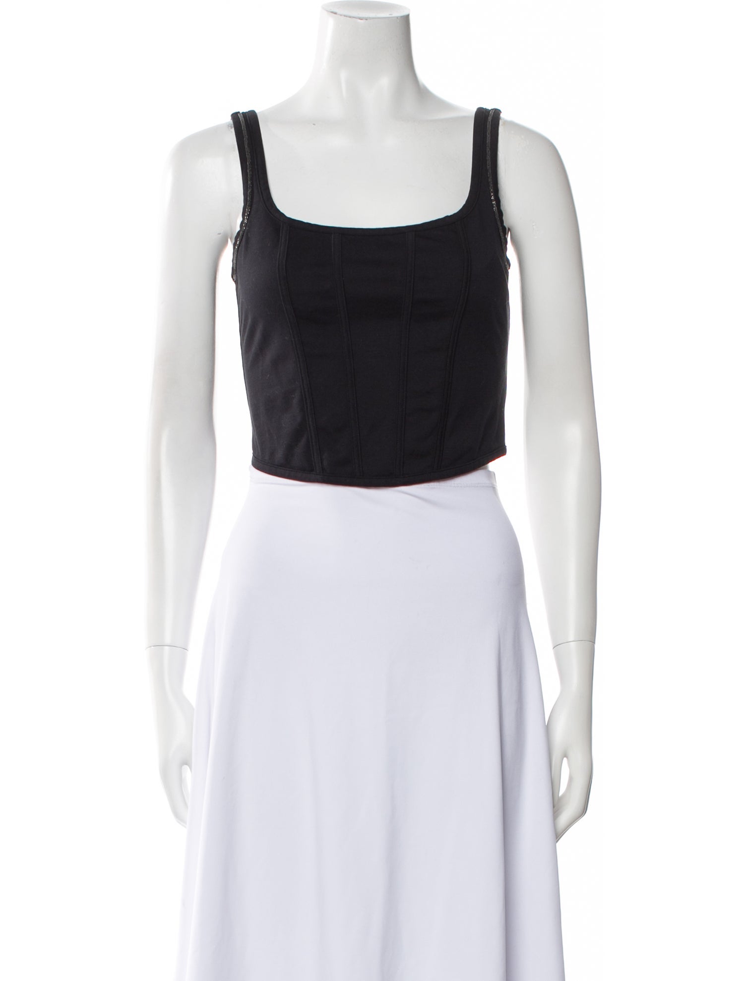 Brunello Cucinelli Square Neckline Sleeveless Crop Top