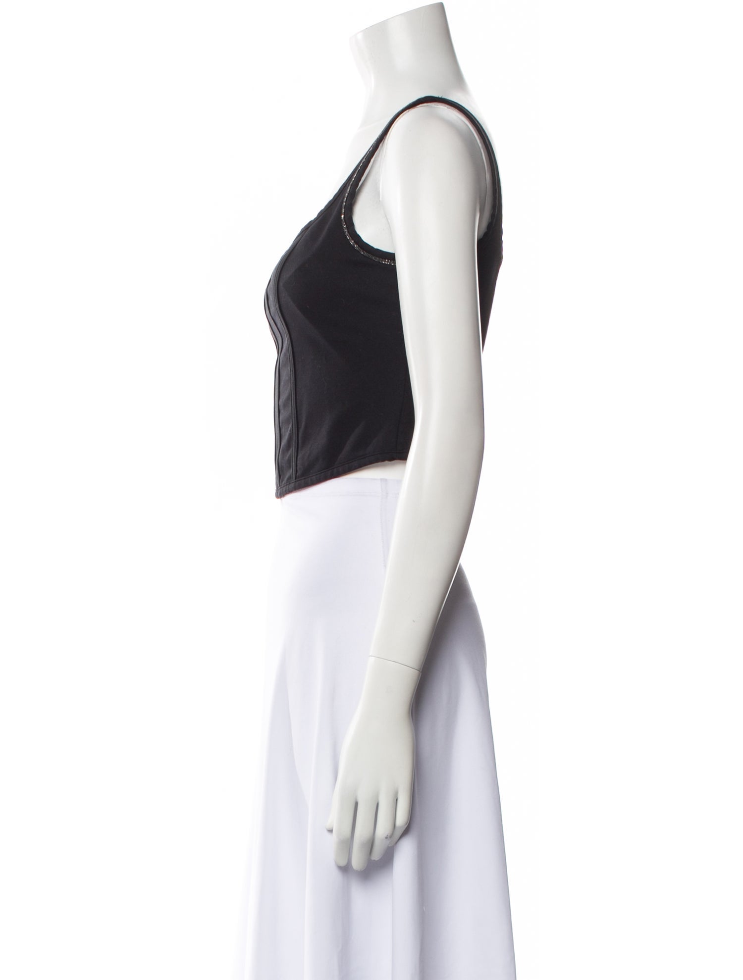 Brunello Cucinelli Square Neckline Sleeveless Crop Top