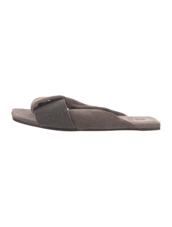 Brunello Cucinelli Monili Suede Slides