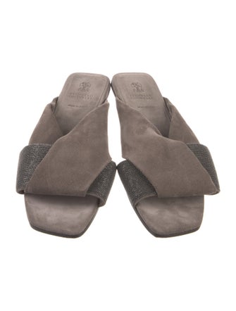 Brunello Cucinelli Monili Suede Slides