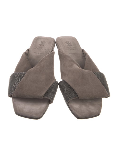 Brunello Cucinelli Monili Suede Slides