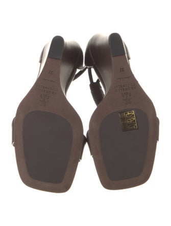 Brunello Cucinelli Leather Beaded Accents T-Strap Sandals