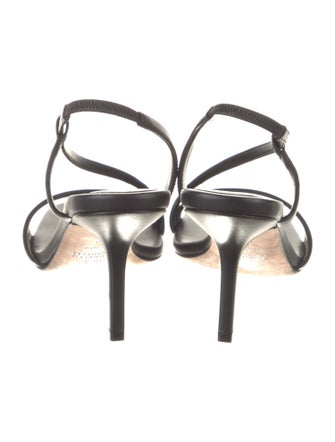 Brunello Cucinelli Leather Beaded Accents Slingback Sandals