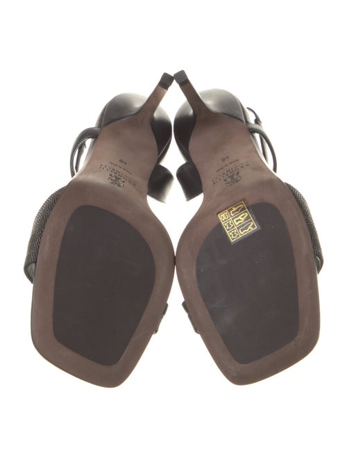 Brunello Cucinelli Leather Beaded Accents Slingback Sandals