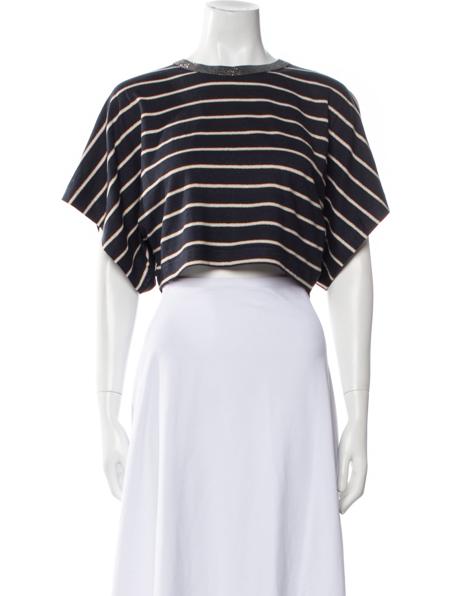 Brunello Cucinelli Linen Striped Crop Top