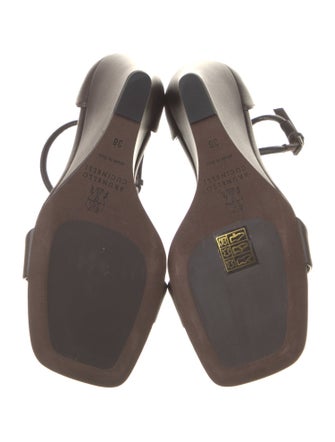 Brunello Cucinelli Leather Beaded Accents T-Strap Sandals