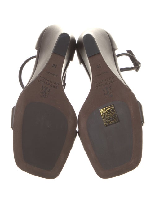 Brunello Cucinelli Leather Beaded Accents T-Strap Sandals