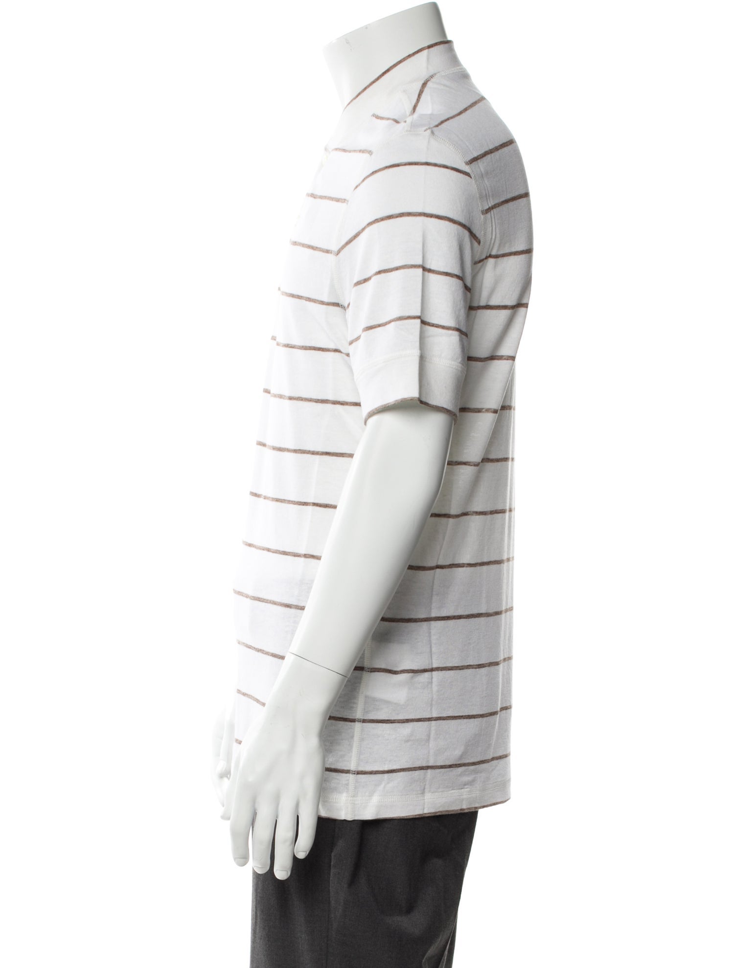 Brunello Cucinelli Linen Striped Polo Shirt