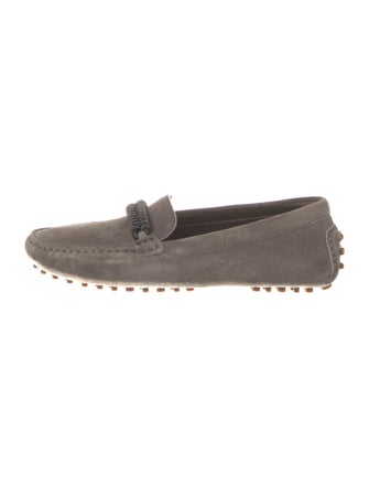 Brunello Cucinelli Suede Beaded Accents Loafers