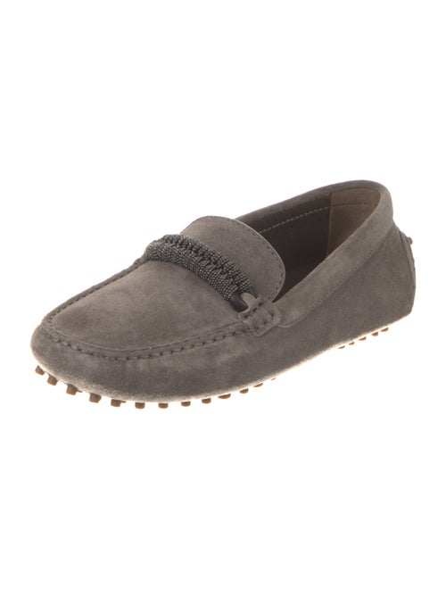 Brunello Cucinelli Suede Beaded Accents Loafers