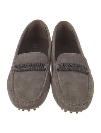 Brunello Cucinelli Suede Beaded Accents Loafers