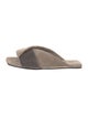 Brunello Cucinelli Suede Beaded Accents Slides