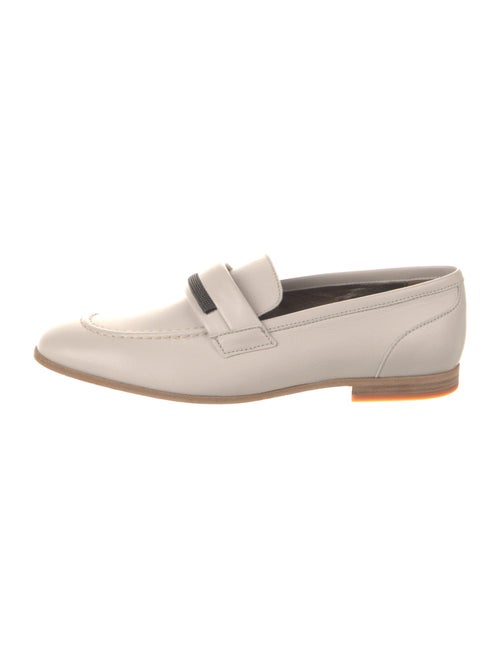 Brunello Cucinelli Leather Beaded Accents Flats