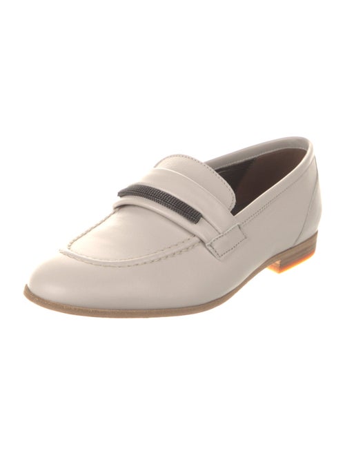 Brunello Cucinelli Leather Beaded Accents Flats