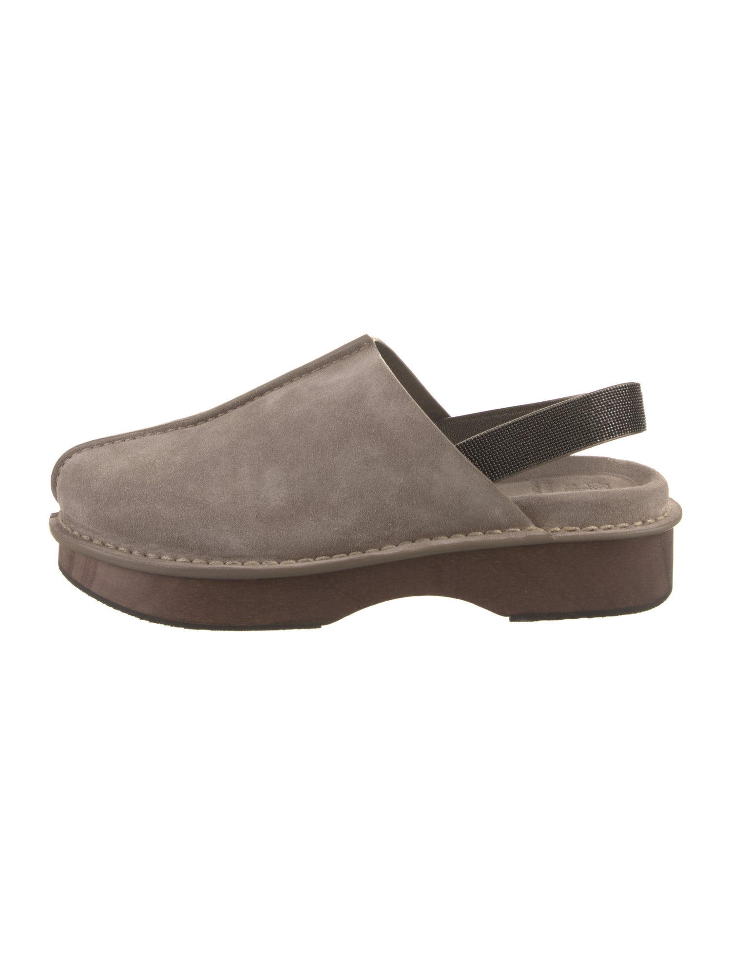 Brunello Cucinelli Suede Beaded Accents Slingback Flats