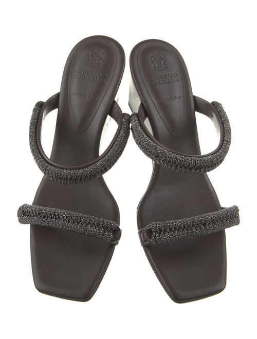 Brunello Cucinelli Leather Beaded Accents Slides