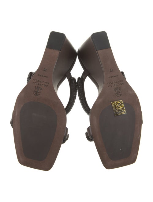 Brunello Cucinelli Leather Beaded Accents Slides