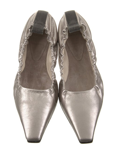 Brunello Cucinelli Leather Beaded Accents Ballet Flats