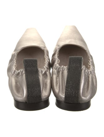 Brunello Cucinelli Leather Beaded Accents Ballet Flats