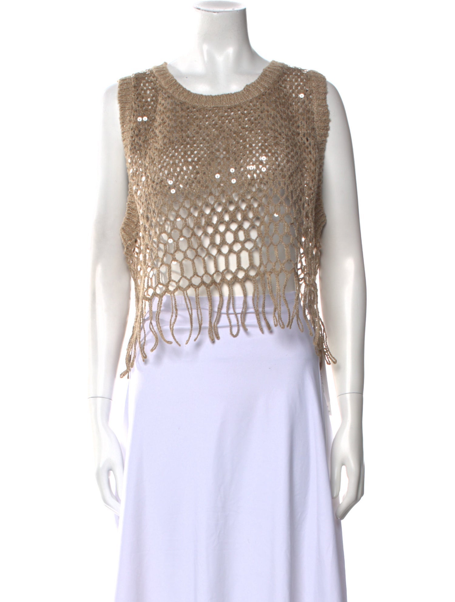 Brunello Cucinelli Silk Scoop Neck Crop Top