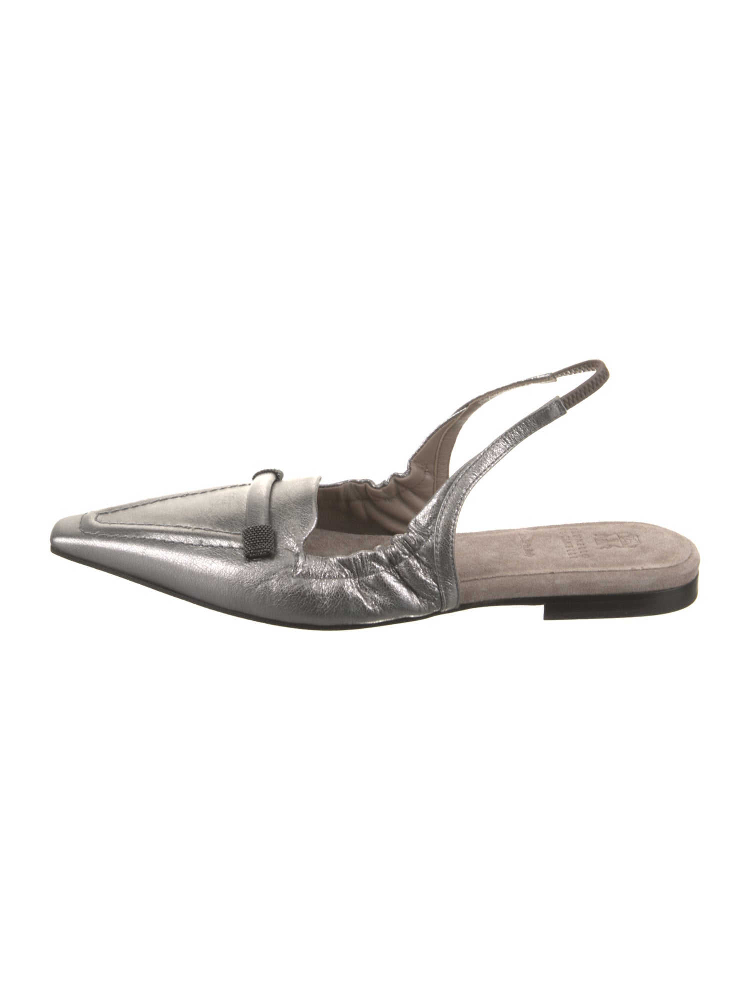 Brunello Cucinelli Leather Beaded Accents Slingback Pumps