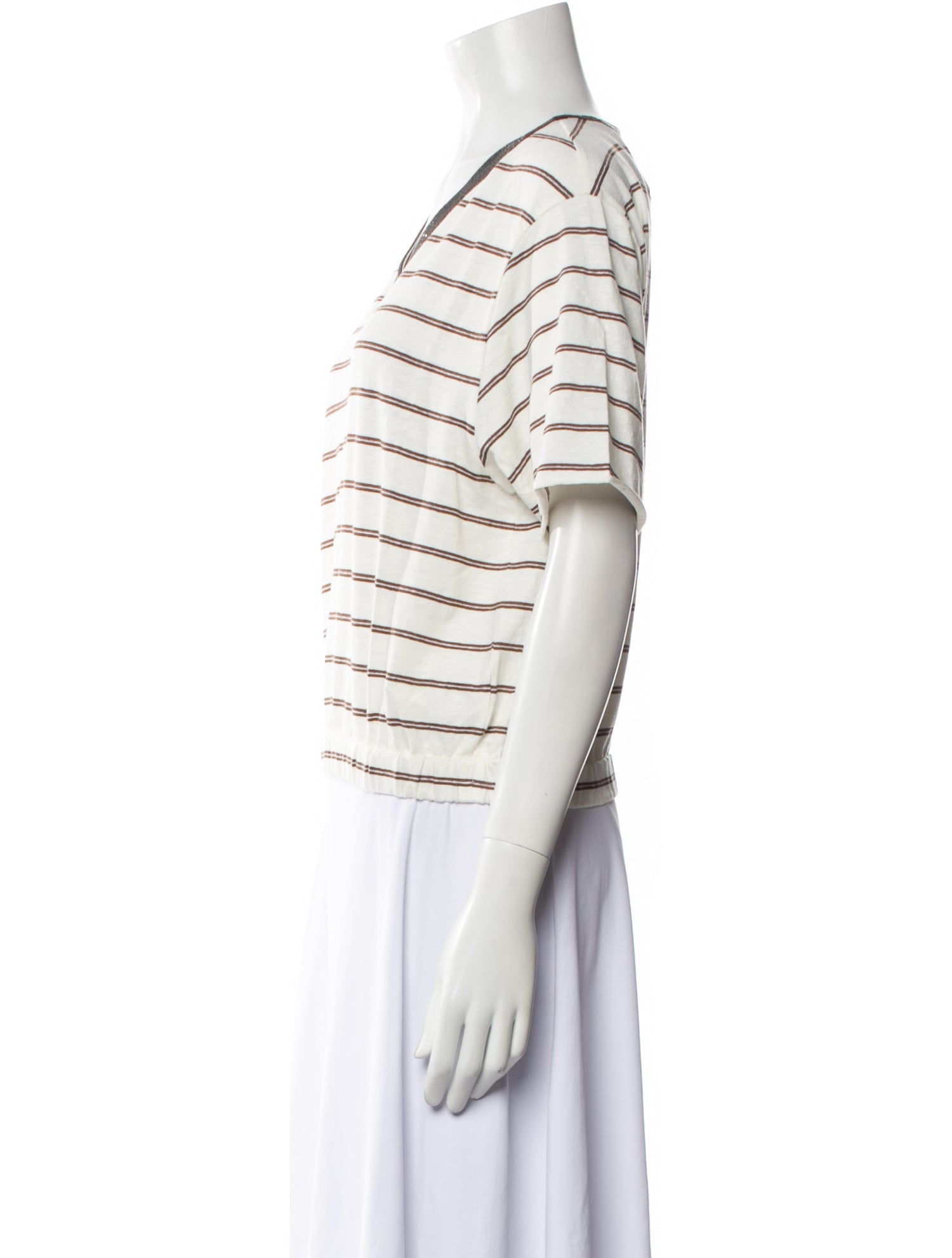 Brunello Cucinelli Linen Striped Top