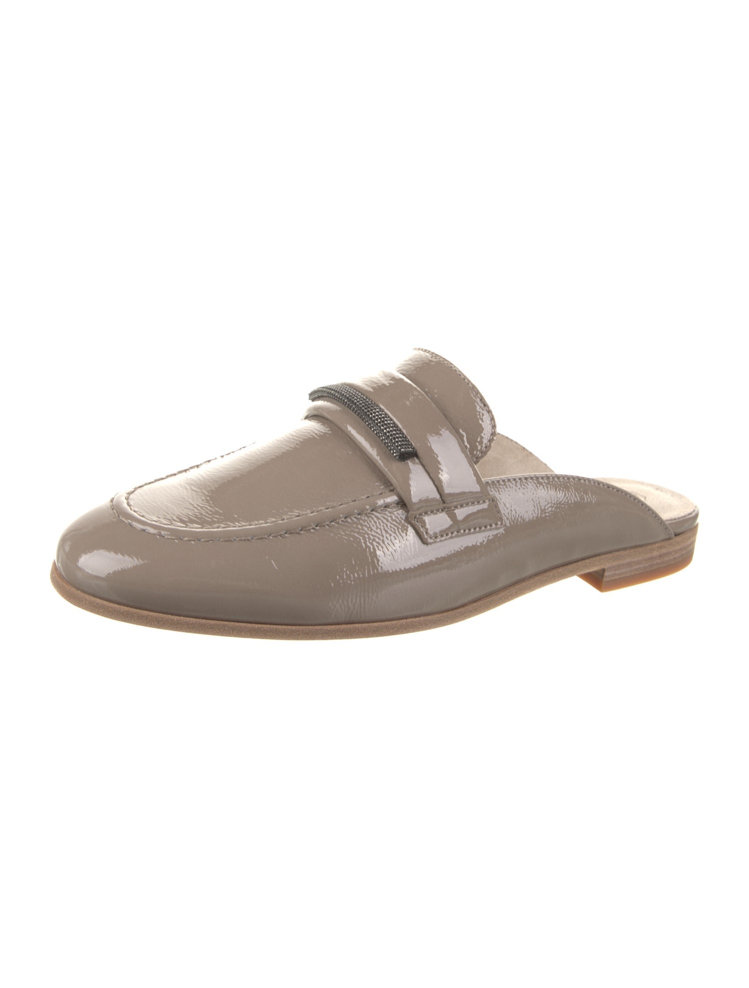 Brunello Cucinelli Leather Beaded Accents Mules