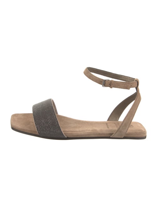 Brunello Cucinelli Suede Beaded Accents Sandals