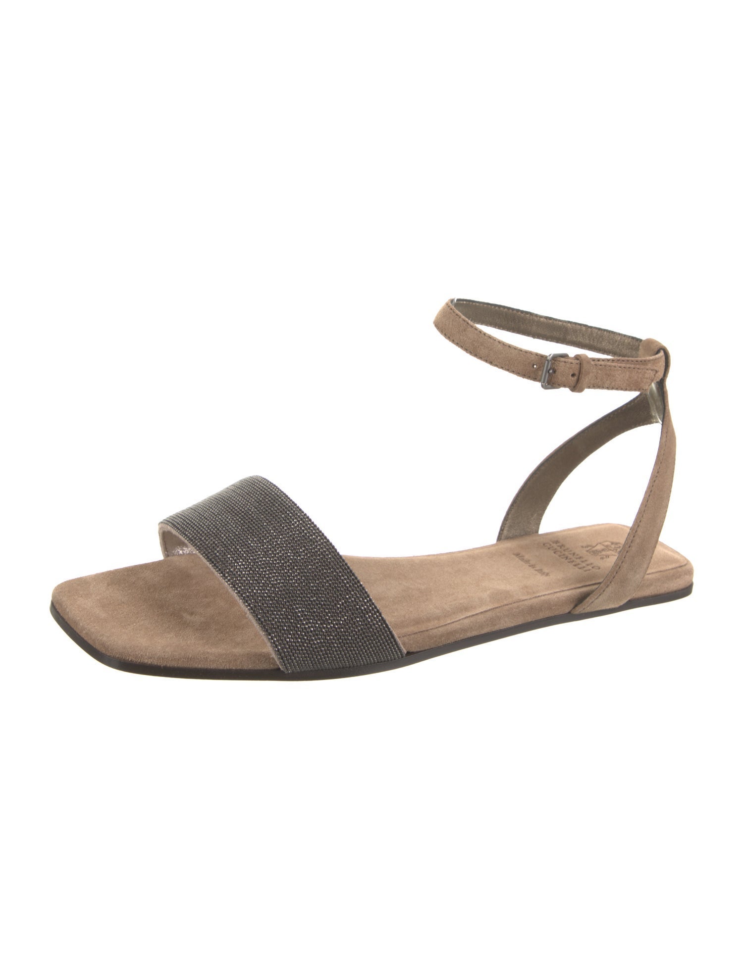 Brunello Cucinelli Suede Beaded Accents Sandals
