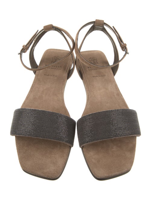 Brunello Cucinelli Suede Beaded Accents Sandals