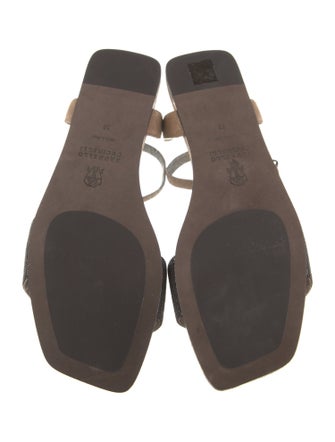 Brunello Cucinelli Suede Beaded Accents Sandals