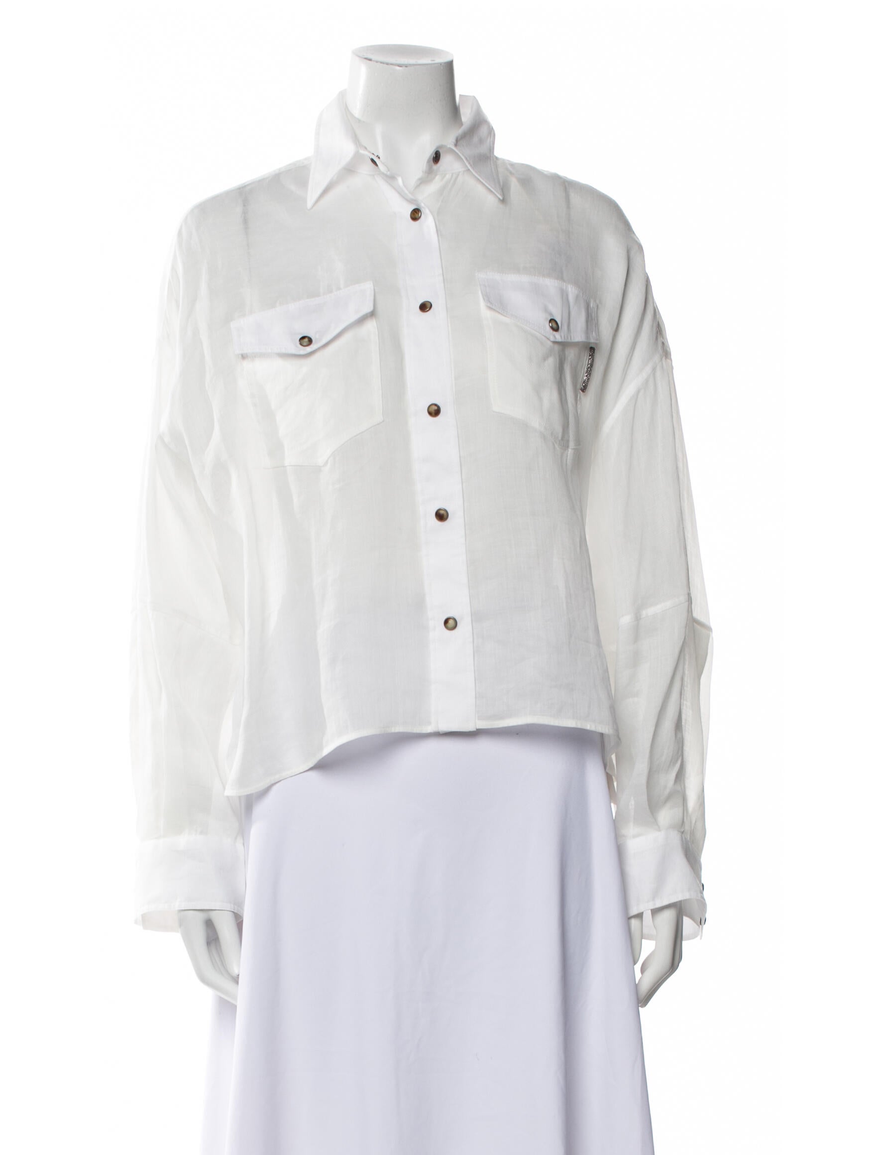 Brunello Cucinelli Long Sleeve Button-Up Top