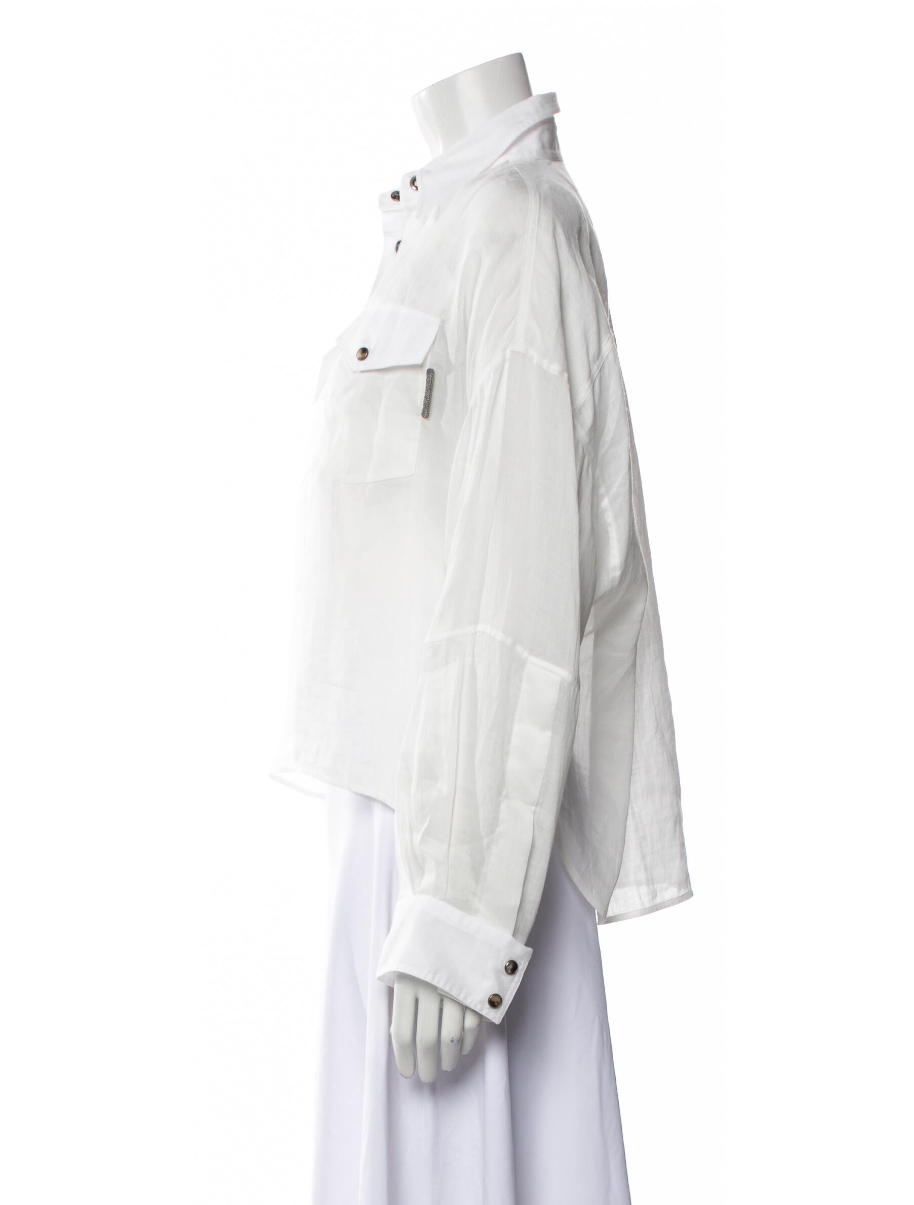 Brunello Cucinelli Long Sleeve Button-Up Top