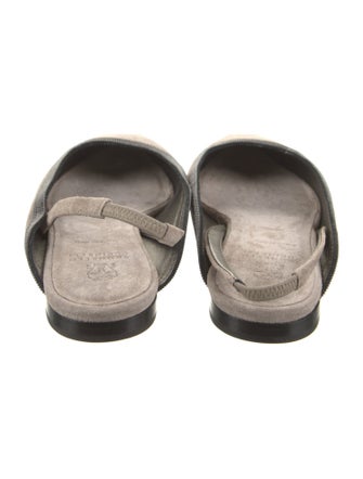 Brunello Cucinelli Suede Beaded Accents Slingback Flats