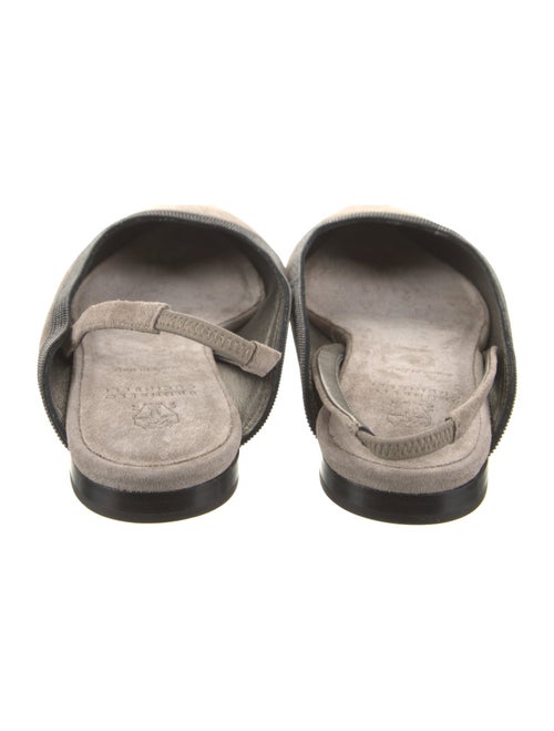 Brunello Cucinelli Suede Beaded Accents Slingback Flats