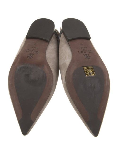 Brunello Cucinelli Suede Beaded Accents Slingback Flats