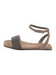 Brunello Cucinelli Suede Beaded Accents Sandals
